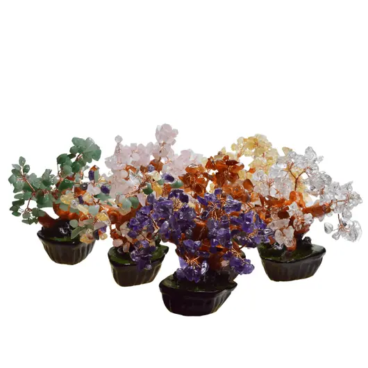 Copac in ghiveci cu 8 ramuri din cristal natural Cuart roz, 12cm, imagine 5