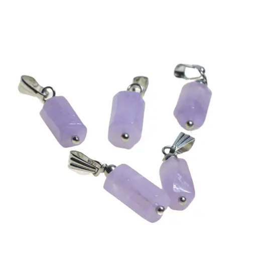 Pandantiv cristal natural Ametist lavanda tubular, 24mm, imagine 3