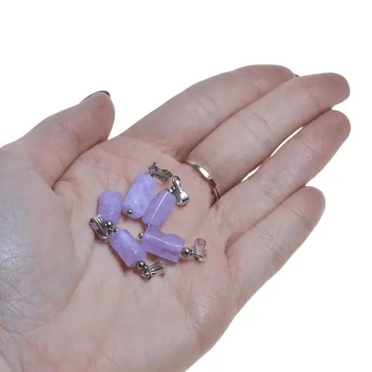 Pandantiv cristal natural Ametist lavanda tubular, 24mm, imagine 4