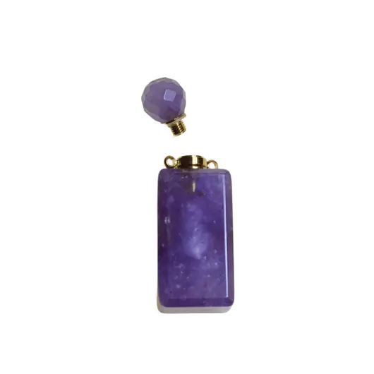 Pandantiv cristal natural Ametist sticluta model 4 cu agatatoare aurie, 4,2cm, imagine 2