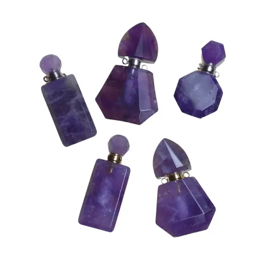 Pandantiv cristal natural Ametist sticluta model 4 cu agatatoare aurie, 4,2cm, imagine 4