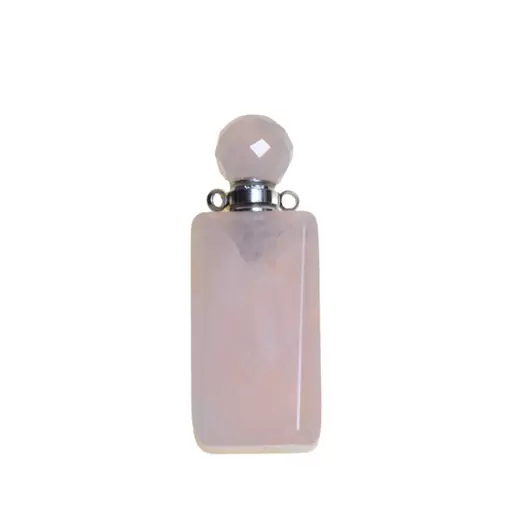 Pandantiv cristal natural Cuart roz sticluta model 4 cu agatatoare argintie, 4,2cm