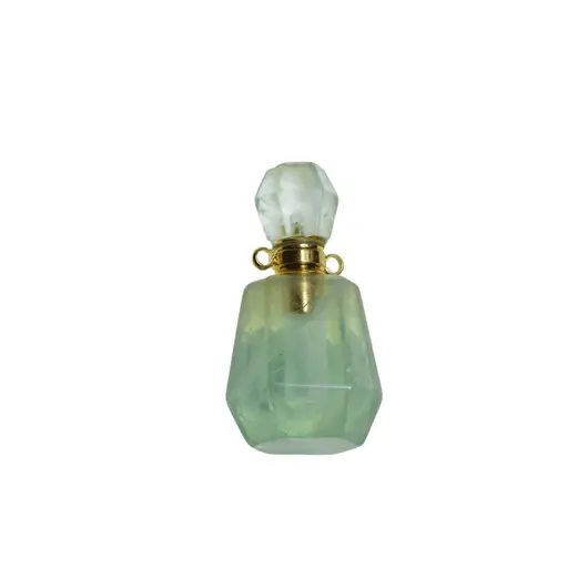 Pandantiv cristal natural Fluorit verde sticluta model 2 cu agatatoare aurie, 4,2cm