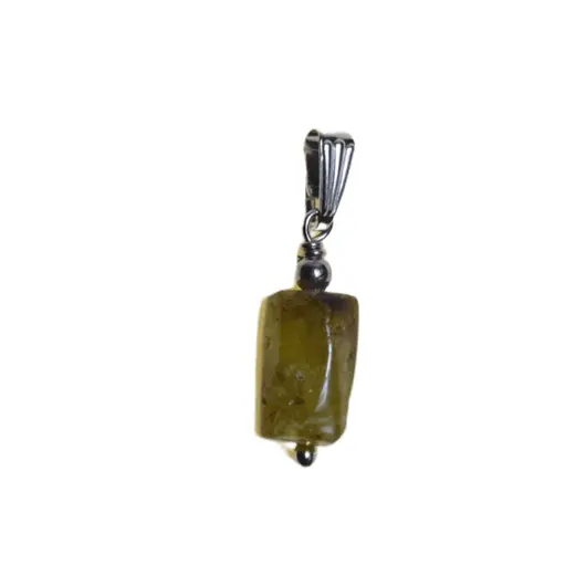 Pandantiv cristal natural Granat verde tubular, 24mm, imagine 2