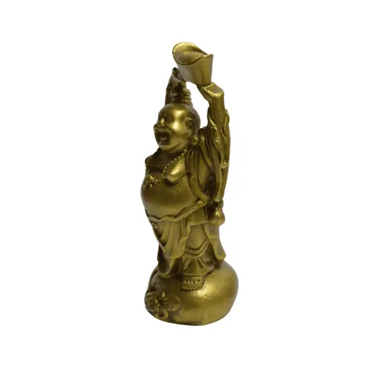 Statueta Feng Shui din alama Buddha cu pepita, 12cm, imagine 2