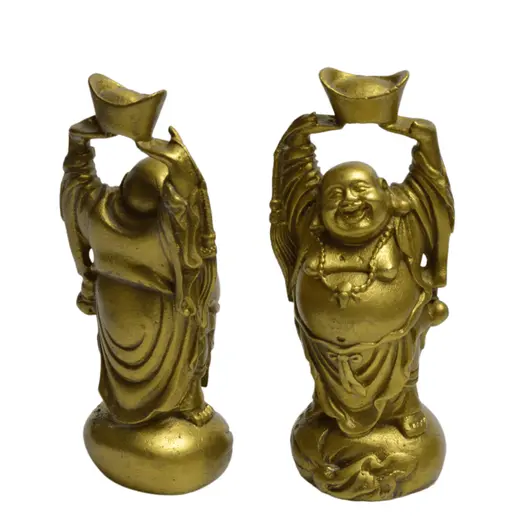 Statueta Feng Shui din alama Buddha cu pepita, 12cm, imagine 5