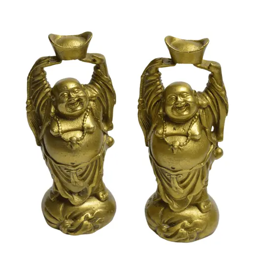 Statueta Feng Shui din alama Buddha cu pepita, 12cm, imagine 6