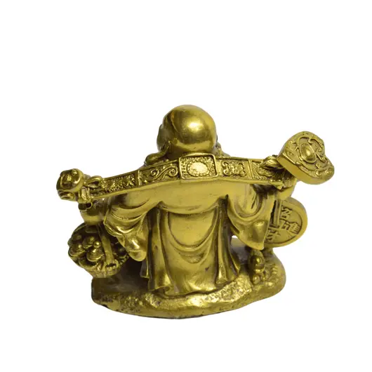 Statueta Feng Shui din alama Buddha vesel cu Ru Yi, 12cm, imagine 4