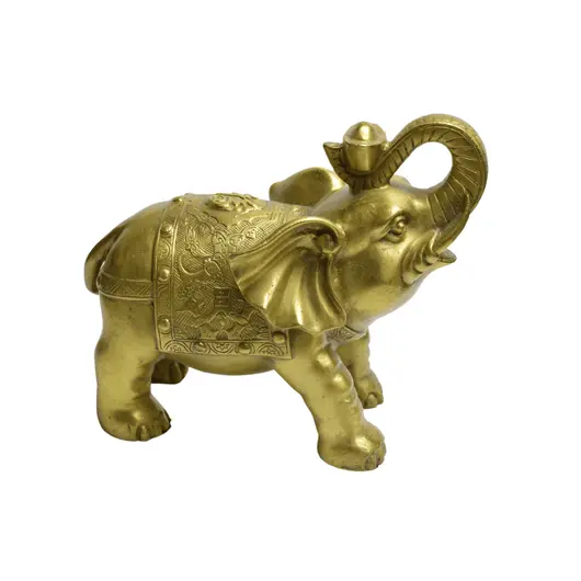 Statueta Feng Shui din alama Elefant cu pepita, 19cm, imagine 3