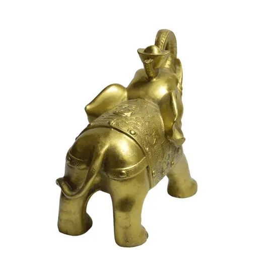 Statueta Feng Shui din alama Elefant cu pepita, 19cm, imagine 4