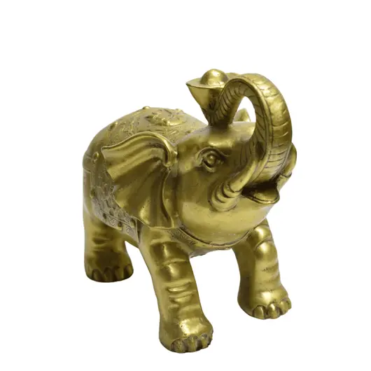 Statueta Feng Shui din alama Elefant cu pepita, 19cm, imagine 5