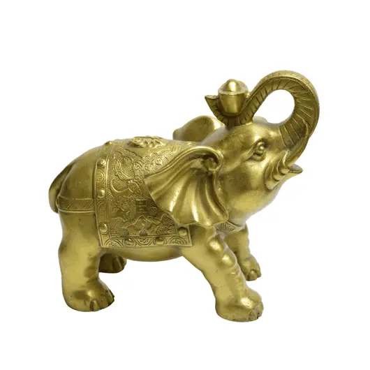 Statueta Feng Shui din alama Elefant cu pepita, 19cm, imagine 6