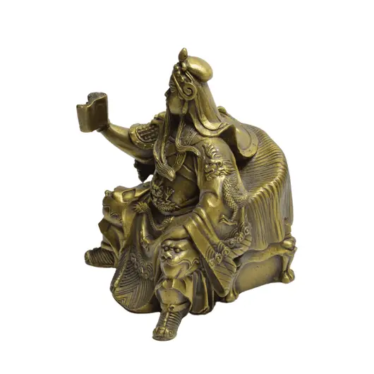 Statueta Feng Shui din alama Guan Yu citind o carte, 14cm, imagine 3