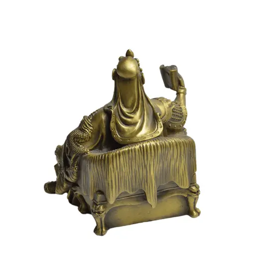 Statueta Feng Shui din alama Guan Yu citind o carte, 14cm, imagine 4