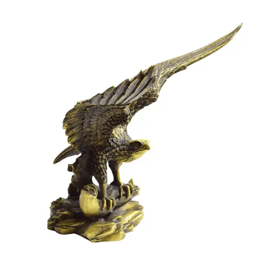 Statueta Feng Shui din alama Vultur pe stanca, 30cm, imagine 3