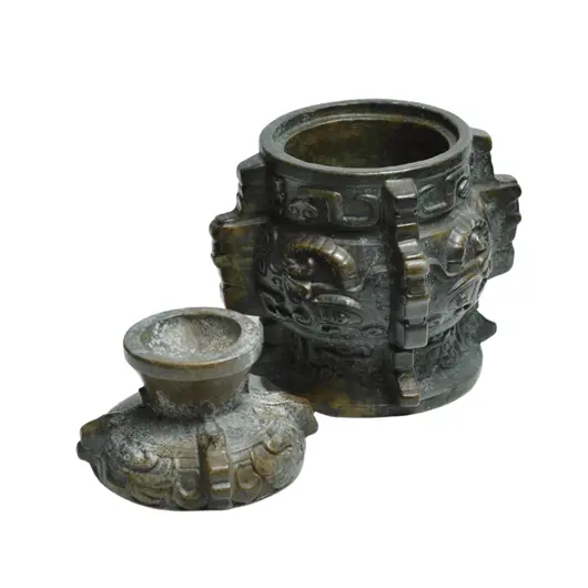 Vas Feng Shui din Jad in stil antichizat model 1, 16cm, imagine 3
