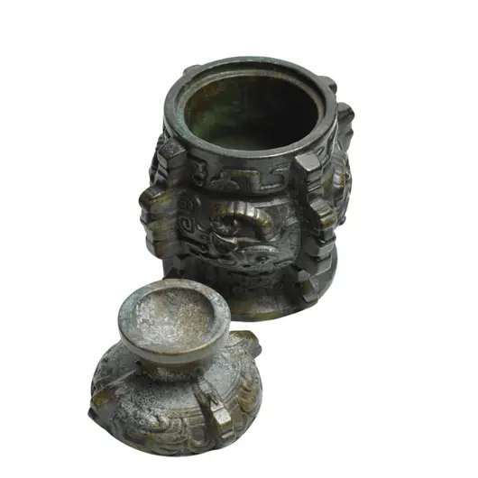 Vas Feng Shui din Jad in stil antichizat model 1, 16cm, imagine 5