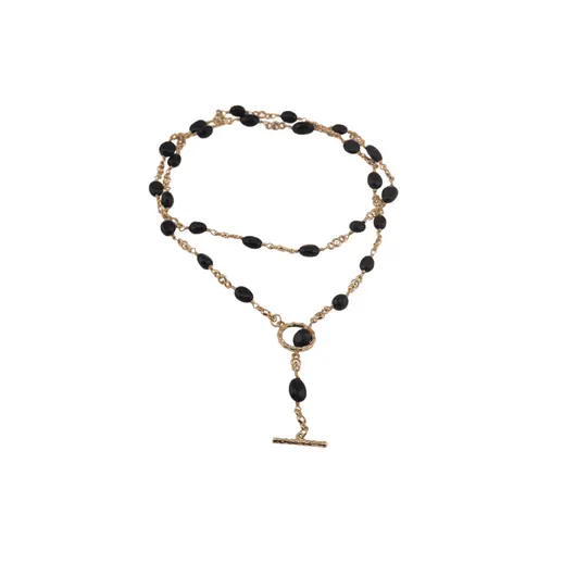 Colier reglabil Turmalina neagra, Zircon si metal auriu, 4-8mm, imagine 2