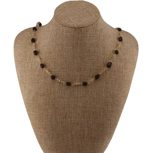 Colier reglabil Turmalina neagra, Zircon si metal auriu, 4-8mm, imagine 4