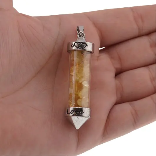 Pandantiv cu varf si chipsuri din cristal natural Citrin, 6cm, imagine 2