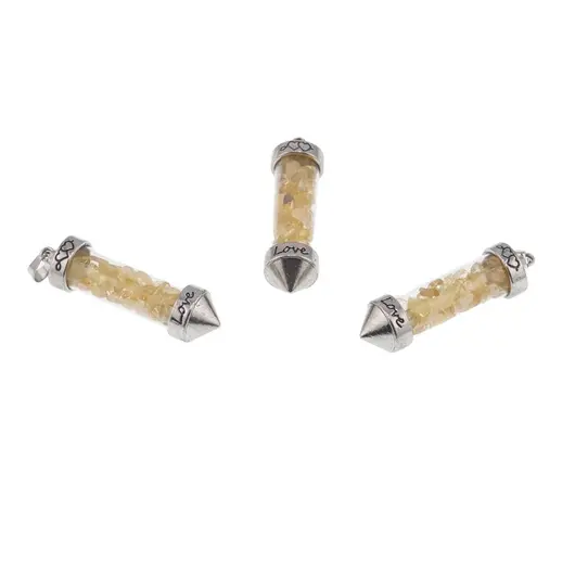 Pandantiv cu varf si chipsuri din cristal natural Citrin, 6cm, imagine 3