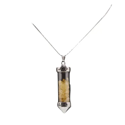 Pandantiv cu varf si chipsuri din cristal natural Citrin, 6cm