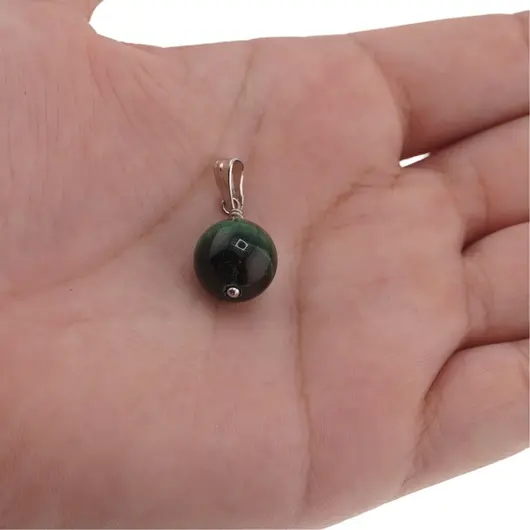 Pandantiv sfera ochi de tigru verde, 10mm, imagine 3