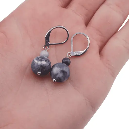 Cercei cu agatatoare sodalit A+, sfere 10mm si 4mm, imagine 3