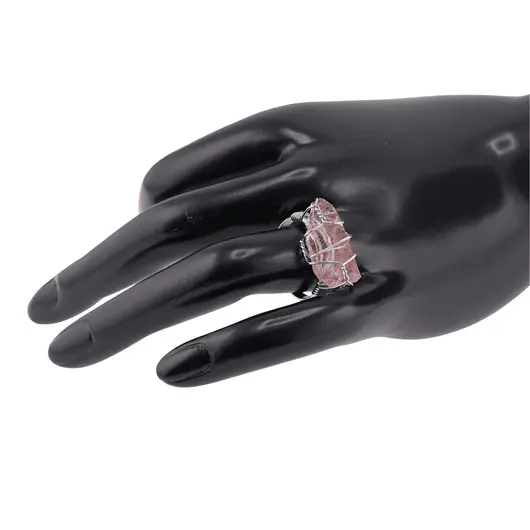 Inel reglabil cu cristal sintetic brut Cuart cherry druzy, 23-25mm, imagine 3