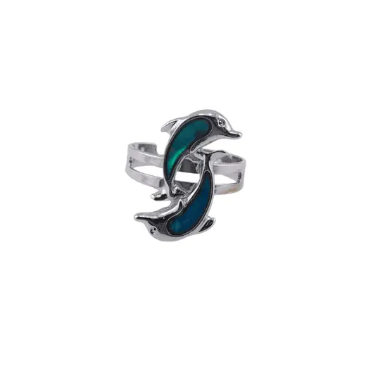 Inel reglabil Scoica abalone model delfini, 21mm x 13mm