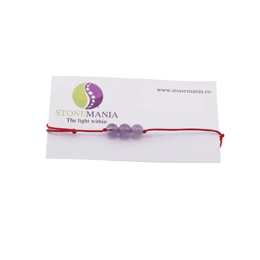 Bratara cu snur Ametist lavanda sfere, 7mm
