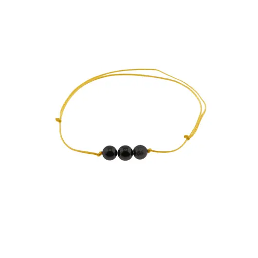 Bratara cu snur Obsidian auriu sfere, 7mm, imagine 2