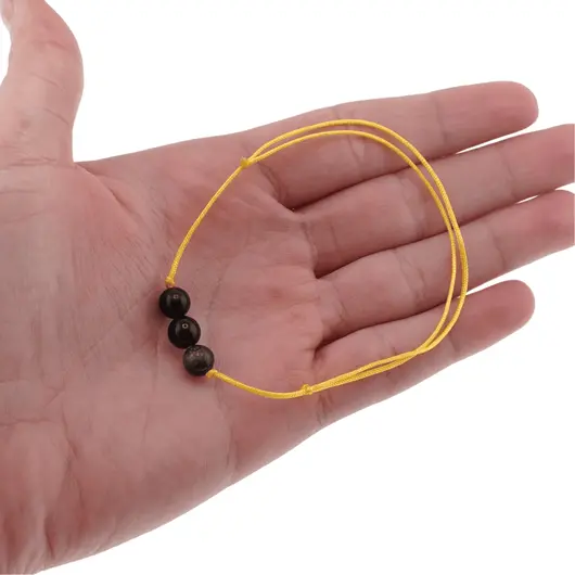Bratara cu snur Obsidian auriu sfere, 7mm, imagine 4