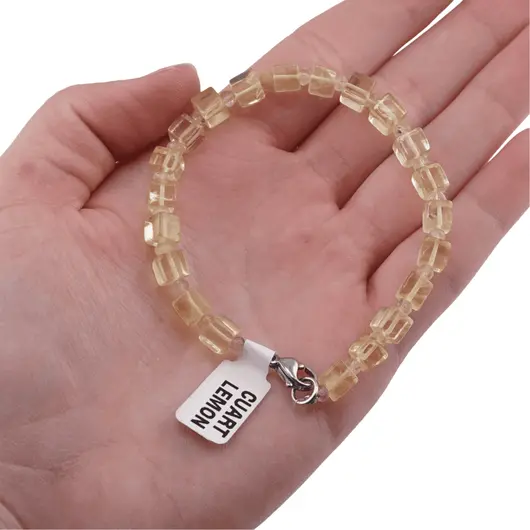 Bratara Cuart lemon cub 5-6mm si discuri fatetate 3mm, imagine 2