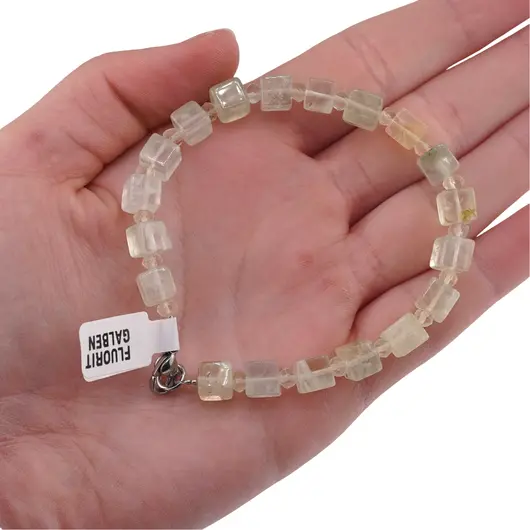 Bratara Fluorit galben cub 5-6mm si discuri fatetate 4mm, imagine 2