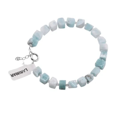 Bratara Larimar cub 6-7mm si sfere fatetate 2mm