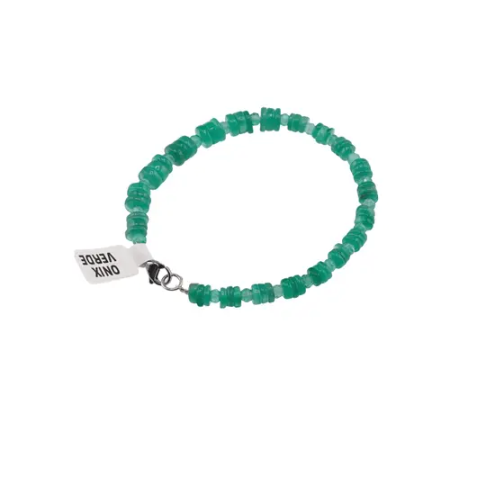 Bratara Onix verde discuri 5-6mm si discuri fatetate 4mm
