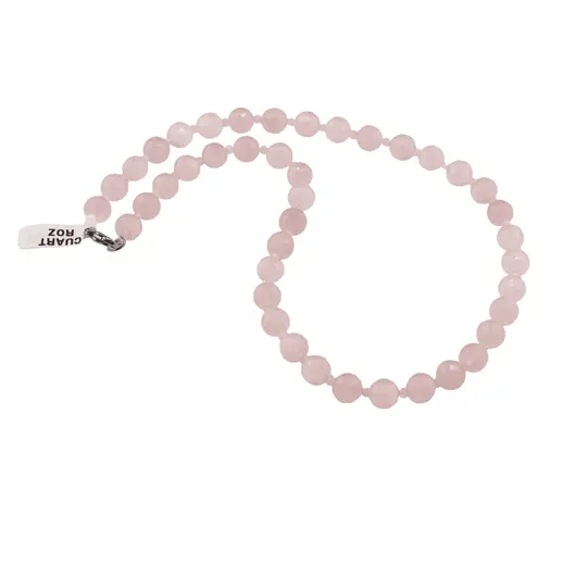 Colier Cuart roz sfere fatetate 8mm si discuri fatetate 3mm