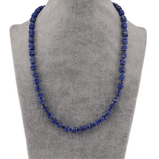 Colier Lapis lazuli discuri 5-7mm si discuri fatetate 4mm, imagine 2
