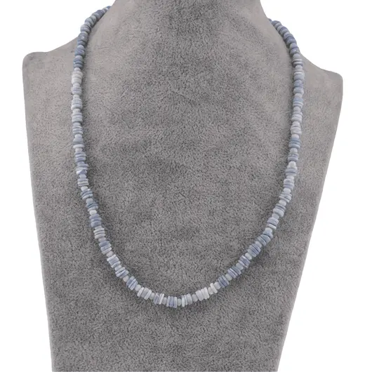 Colier Opal albastru discuri 4-5mm si discuri fatetate 4mm, imagine 2