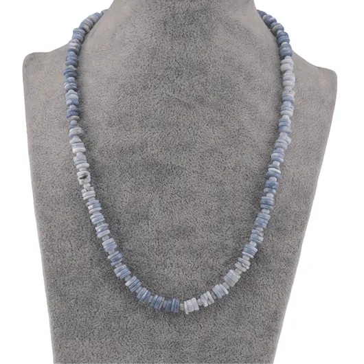 Colier Opal albastru discuri 5-6mm si discuri fatetate 4mm, imagine 2