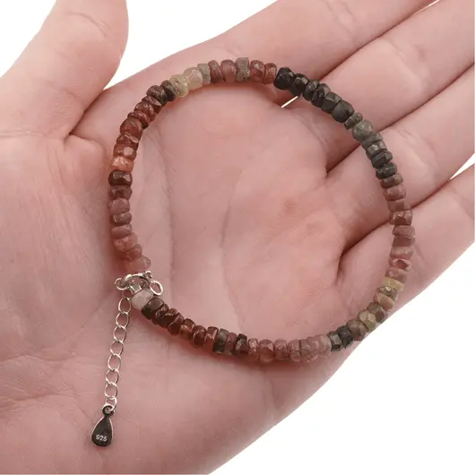 Bratara cristale naturale discuri fatetate Turmalina multicolora degrade, 4mm, imagine 2