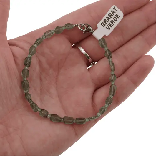 Bratara Granat verde fatetat 5-7mm si discuri 3mm, imagine 2