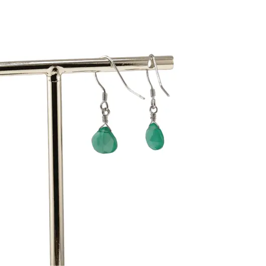 Cercei cu agatatoare Onix verde briolete si Argint 925, 6-9mm, imagine 2