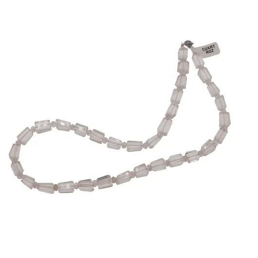 Colier cristale naturale Cuart roz fatetat 8-10mm si discuri 4mm