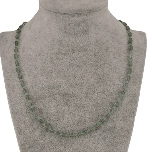 Colier cristale naturale Granat verde fatetat 5-6mm si discuri 2mm, imagine 2
