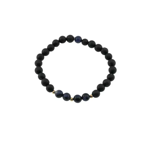 Bratara cristale naturale sfere Roca vulcanica si Sodalit pe elastic, 6mm