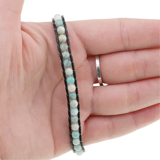 Bratara wrap Amazonit sfere 5mm, imagine 2