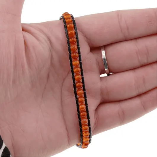 Bratara wrap Carneol sfere 4mm, imagine 2