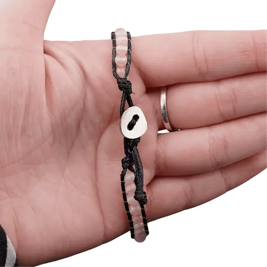 Bratara wrap Cuart Roz sfere fatetate 5mm, imagine 3